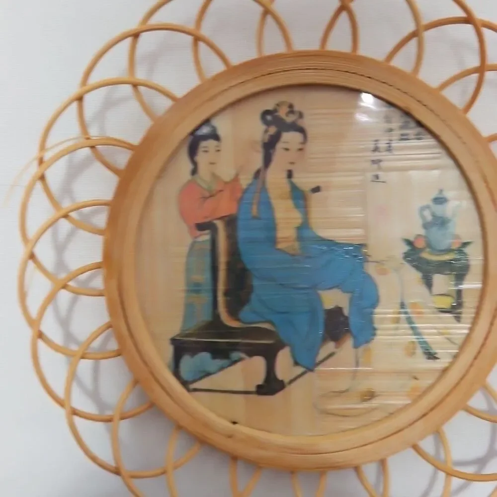 Geisha Ladies Woven Bamboo Coasters Set Of 6 With Carrier